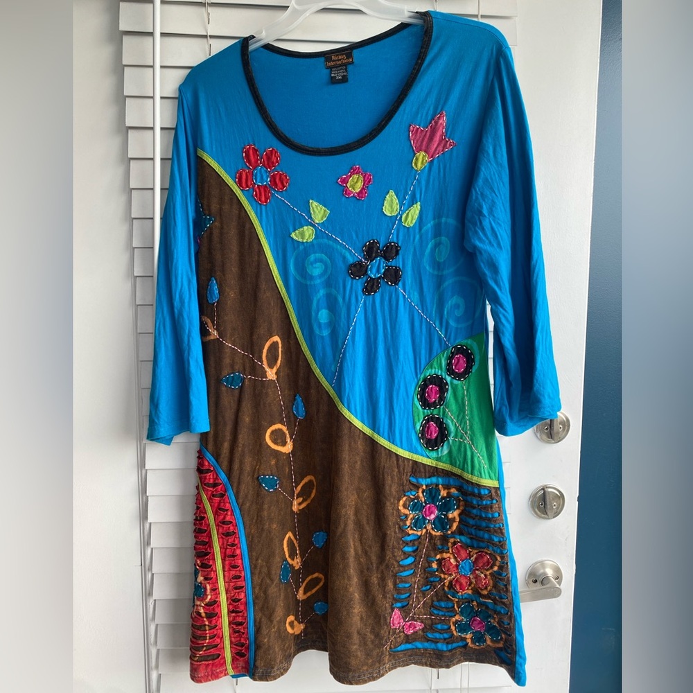 Hippie 90s boho indie colorblock beach dress